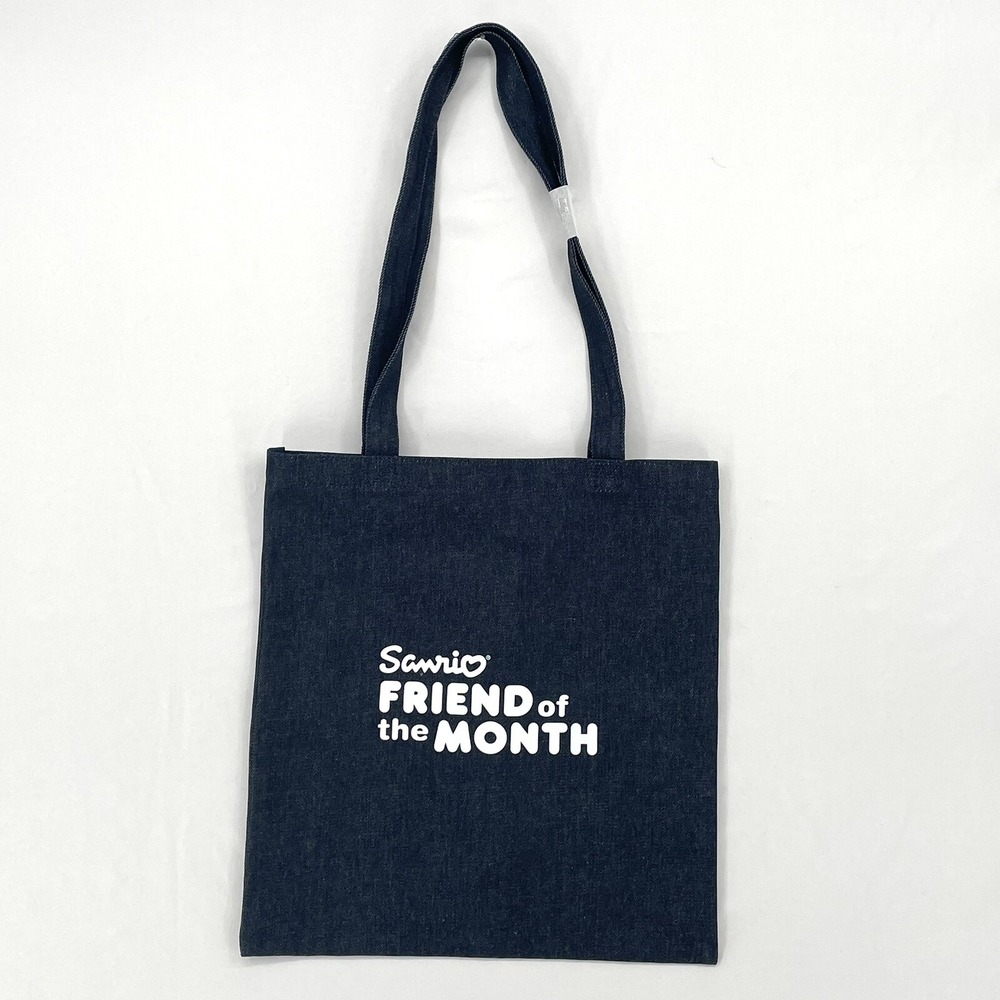 Sanrio Friend of the Month Denim Tote Bag Dark Wash Denim White Graphic